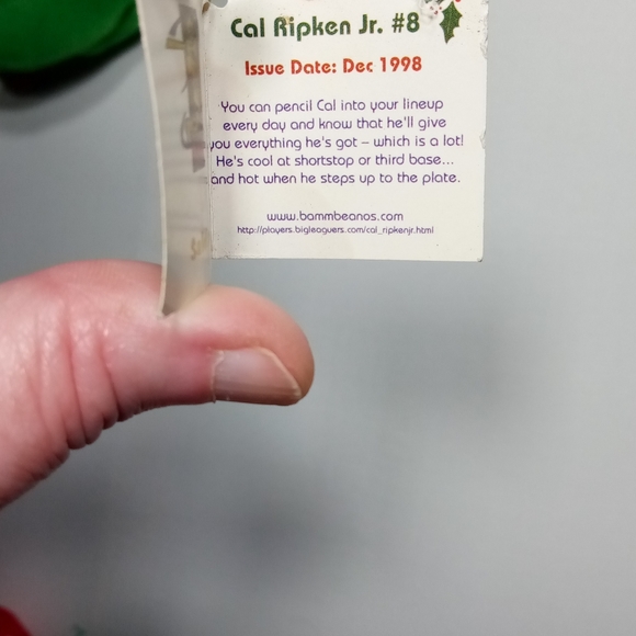 1998 Salvino's Bamm Beano #8 Cal Ripkin Jr Premium Christmas Bear - Picture 3 of 7